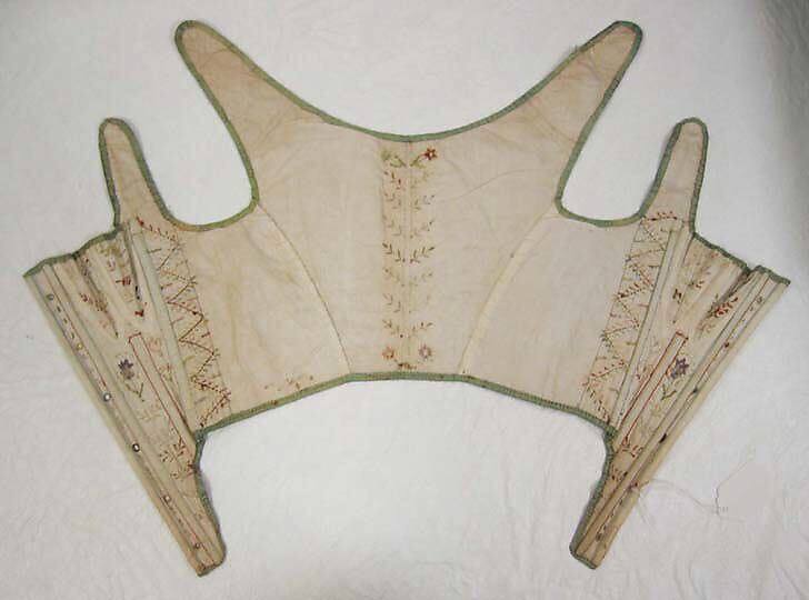Corset, linen, silk, cotton, probably American
