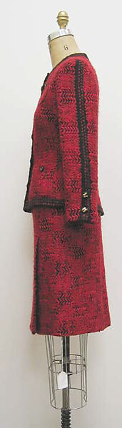 Suit, House of Chanel (French, founded 1910), a) mohair, synthetic, plastic, metal; b) mohair, synthetic, French