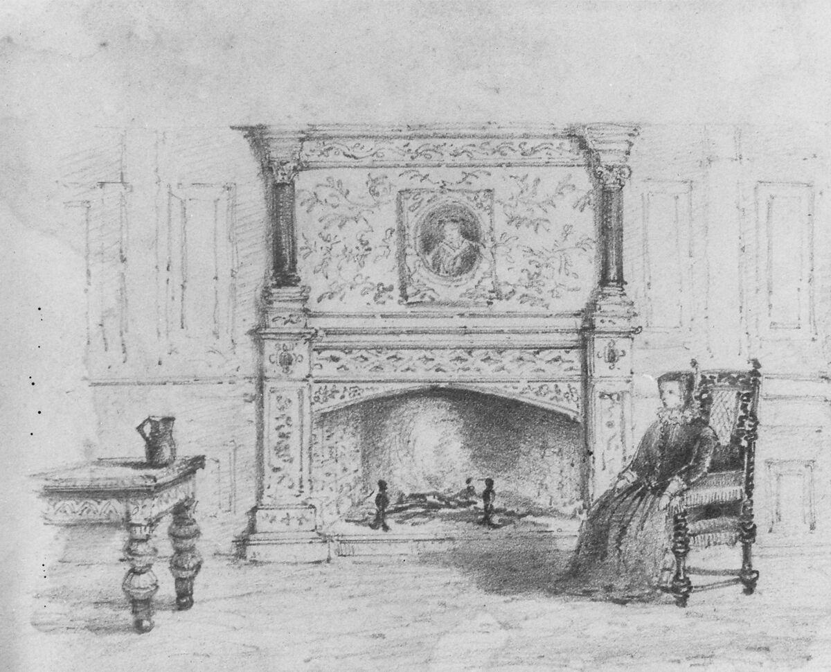 Interior (from McGuire Scrapbook), Graphite on Bristol board, American 