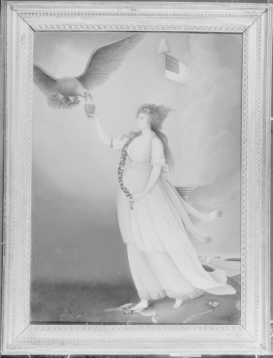 Liberty, Chinese Painter, Oil on glass, Chinese, for American market