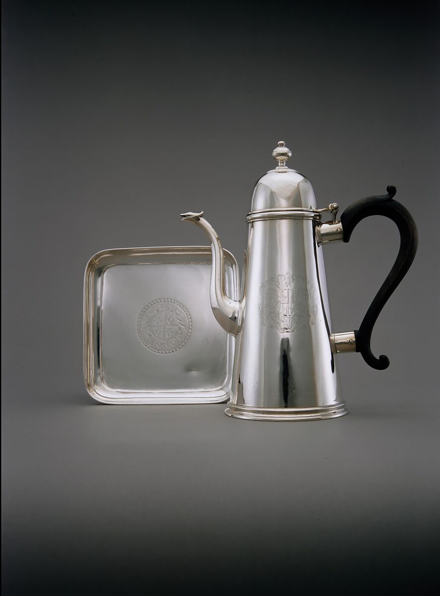 Coffeepot, Charles Le Roux (baptized 1689–1745), Silver, American