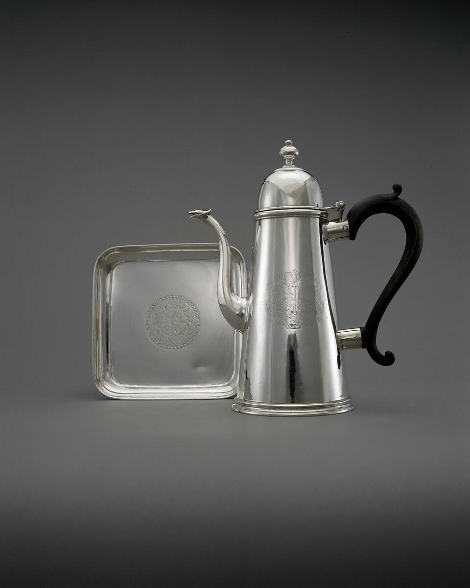 Coffeepot, Charles Le Roux (baptized 1689–1745), Silver, American