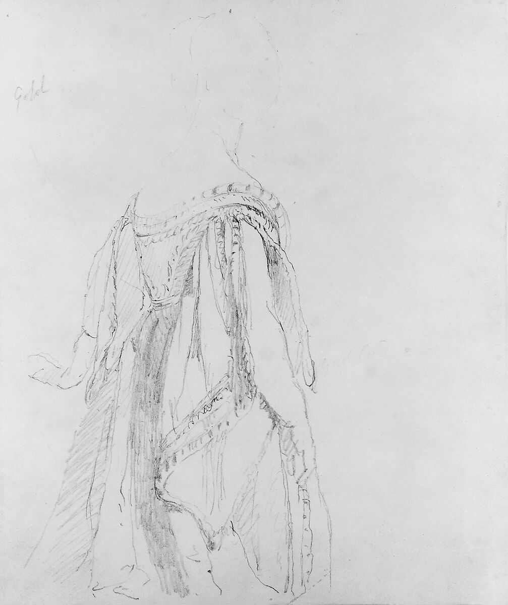 Study of the Queen's Robes (Study for Portrait of Queen Victoria), Thomas Sully (American, Horncastle, Lincolnshire 1783–1872 Philadelphia, Pennsylvania), Graphite on paper, American 