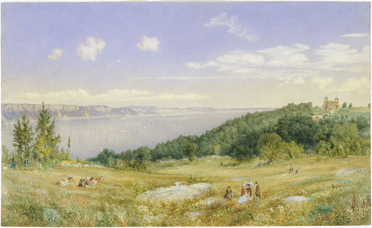 The Palisades, John William Hill (American (born England), London 1812–1879 West Nyack, New York), Watercolor and gouache on white wove paper, American 