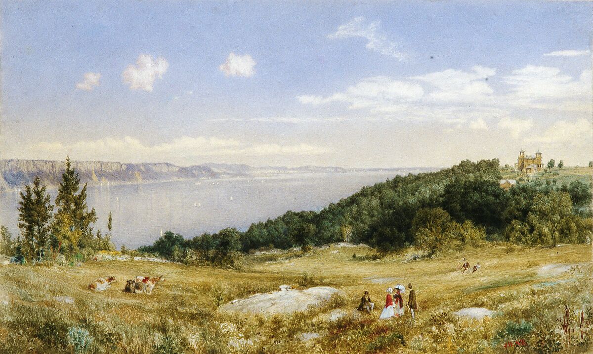 The Palisades, John William Hill (American (born England), London 1812–1879 West Nyack, New York), Watercolor and gouache on white wove paper, American