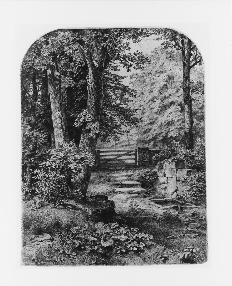 The Spring, William Trost Richards (American, Philadelphia, Pennsylvania 1833–1905 Newport, Rhode Island), Graphite on green wove paper, American