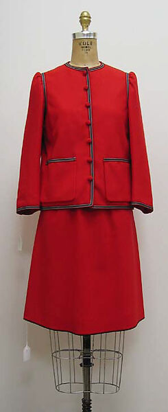 Suit, a,b) wool, synthetic, silk; c) cotton, leather, synthetic, French