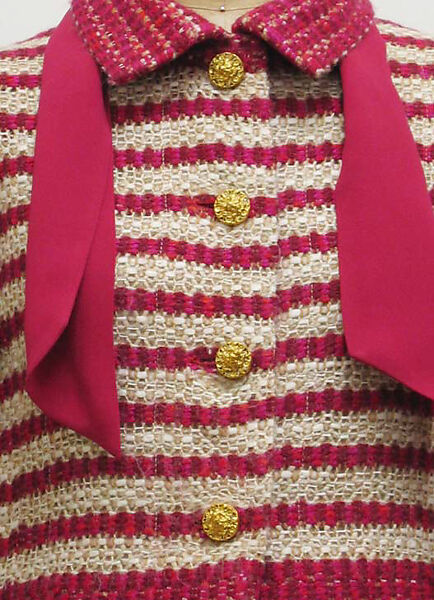 Suit, House of Chanel (French, founded 1910), a) mohair, wool, synthetic, silk, metal; b) mohair, wool, synthetic, silk; c) silk, French