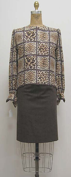 Ensemble, Philippe Venet (French, born 1929), a) wool, silk, plastic; b) silk; c) wool; d) silk, leather, French