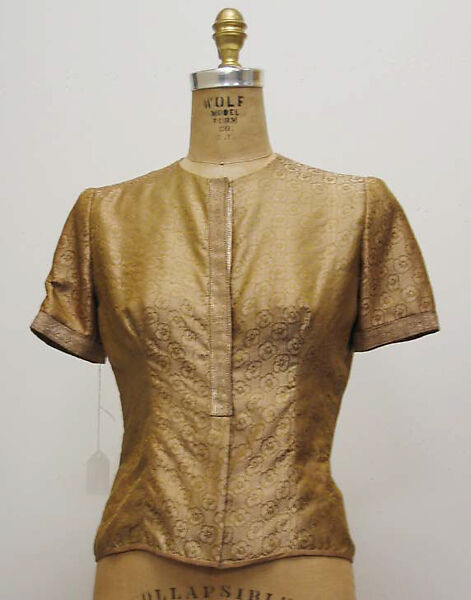 Ensemble, (c, d) Massaro (French, founded 1894), a, b) silk, metallic thread; c,d) leather, French