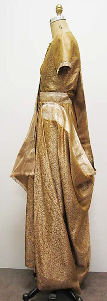 Ensemble, (c, d) Massaro (French, founded 1894), a, b) silk, metallic thread; c,d) leather, French