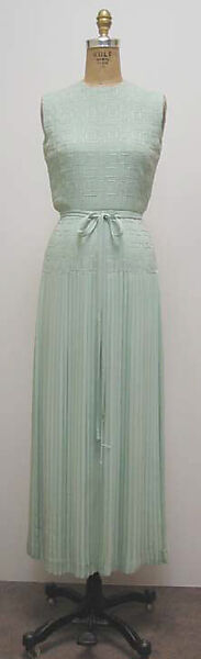 Ensemble, (a–d) House of Chanel (French, founded 1910), a-d) silk; e,f) silk, leather, French