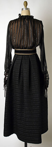 Ensemble, Yves Saint Laurent (French, founded 1961), a) silk, synthetic; b) wool, synthetic, silk; c) cotton, synthetic, leather, French