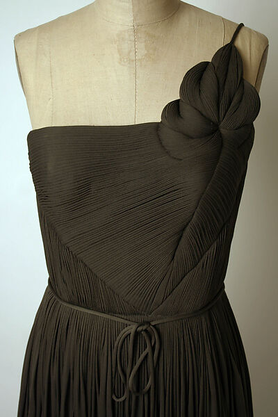 Ensemble, (a, b) Madame Grès (Germaine Émilie Krebs) (French, Paris 1903–1993 Var region), a) silk, nylon; b) silk; c,d) silk, leather, French