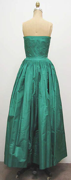 Ensemble, (a, b) Madame Grès (Germaine Émilie Krebs) (French, Paris 1903–1993 Var region), a) silk, metal, faux pearl, glass, rhinestone, cotton; b) silk; c,d) silk, leather, French