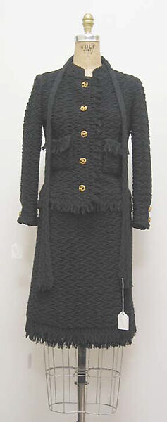 Suit, House of Chanel (French, founded 1910), a) wool, silk, metal; b) wool, silk; c) wool, French 