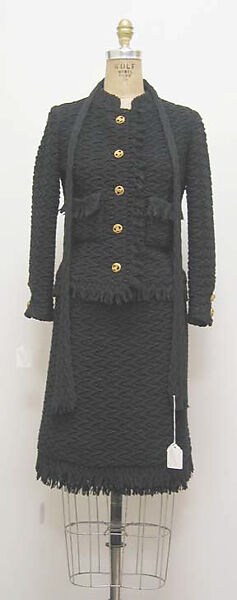 Suit, House of Chanel (French, founded 1910), a) wool, silk, metal; b) wool, silk; c) wool, French 