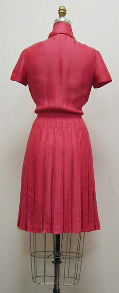 Ensemble, (a–c) House of Chanel (French, founded 1910), a-c) silk; d,e) silk, leather, French