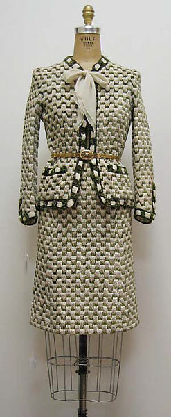 Suit, House of Chanel (French, founded 1910), a) cotton, silk, metal; b) cotton, silk; c) metal
c) metal, French 