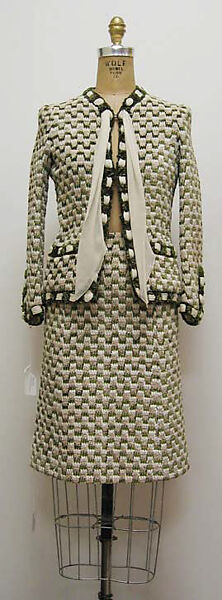 Suit, House of Chanel (French, founded 1910), a) cotton, silk, metal; b) cotton, silk; c) metal
c) metal, French