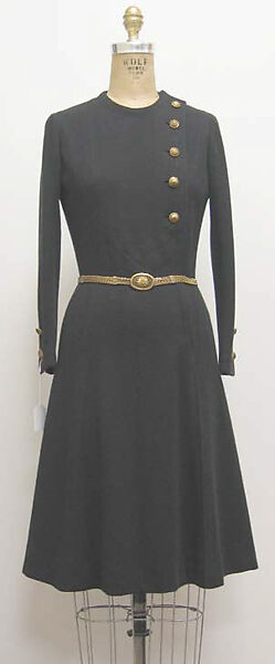 Dress, House of Chanel (French, founded 1910), a) wool, silk; metal; b) metal, French 