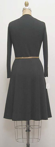 Dress, House of Chanel (French, founded 1910), a) wool, silk; metal; b) metal, French