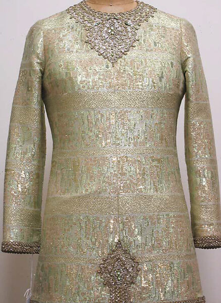 Ensemble, Yves Saint Laurent (French, founded 1961), a,b) silk, metallic thread, rhinestone; b) silk, metallic thread, French