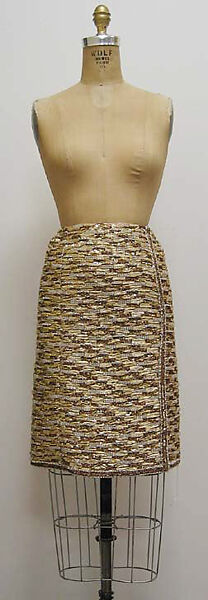 Suit, House of Chanel (French, founded 1910), a, b) silk, plastic, straw, metal, synthetic; c) silk, French