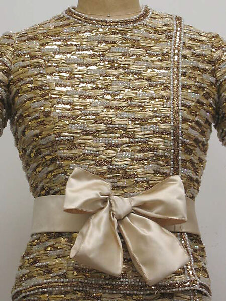 Suit, House of Chanel (French, founded 1910), a, b) silk, plastic, straw, metal, synthetic; c) silk, French