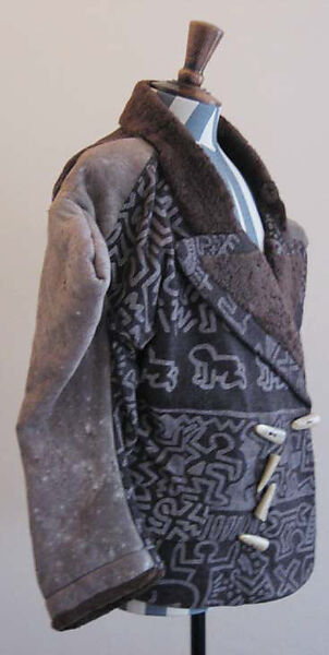 Ensemble, Vivienne Westwood (British, 1941–2022), a) wool, cotton, leather, horn; b) wool, plastic; c) wool, British