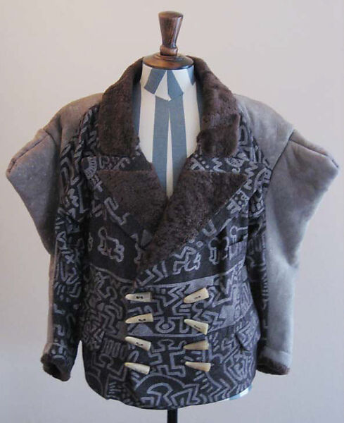 Ensemble, Vivienne Westwood (British, 1941–2022), a) wool, cotton, leather, horn; b) wool, plastic; c) wool, British