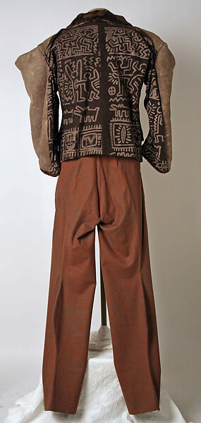 Ensemble, Vivienne Westwood (British, 1941–2022), a) wool, cotton, leather, horn; b) wool, plastic; c) wool, British