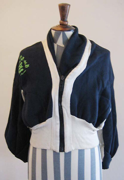 Ensemble, Vivienne Westwood (British, 1941–2022), a,b) cotton, synthetic, plastic; c) wool; d) leather, metal, British 