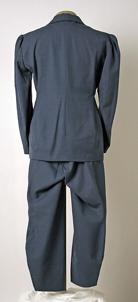 Suit, Vivienne Westwood (British, 1941–2022), a) wool, cotton, plastic; b) wool, metal, plastic, British