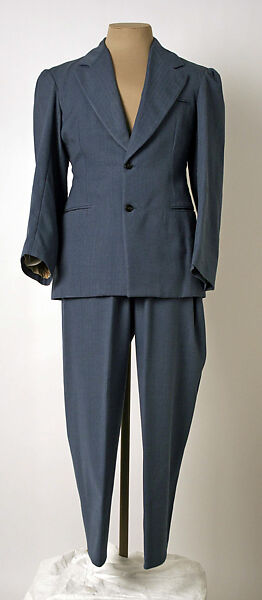 Suit, Vivienne Westwood (British, 1941–2022), a) wool, cotton, plastic; b) wool, metal, plastic, British 