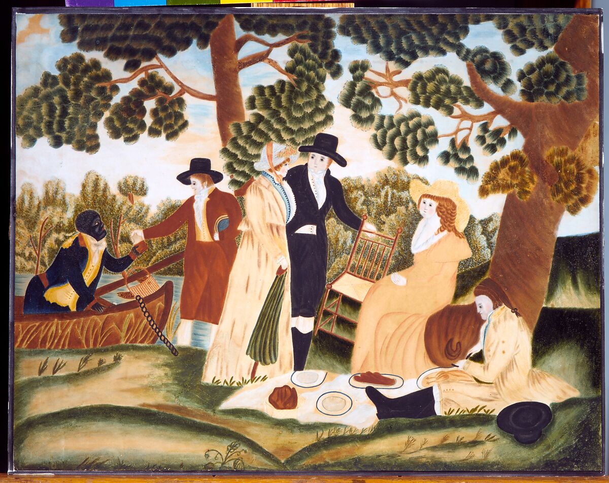 The Picnic, Watercolor, gouache, pen and brown ink, and gum arabic on off-white wove paper, American 