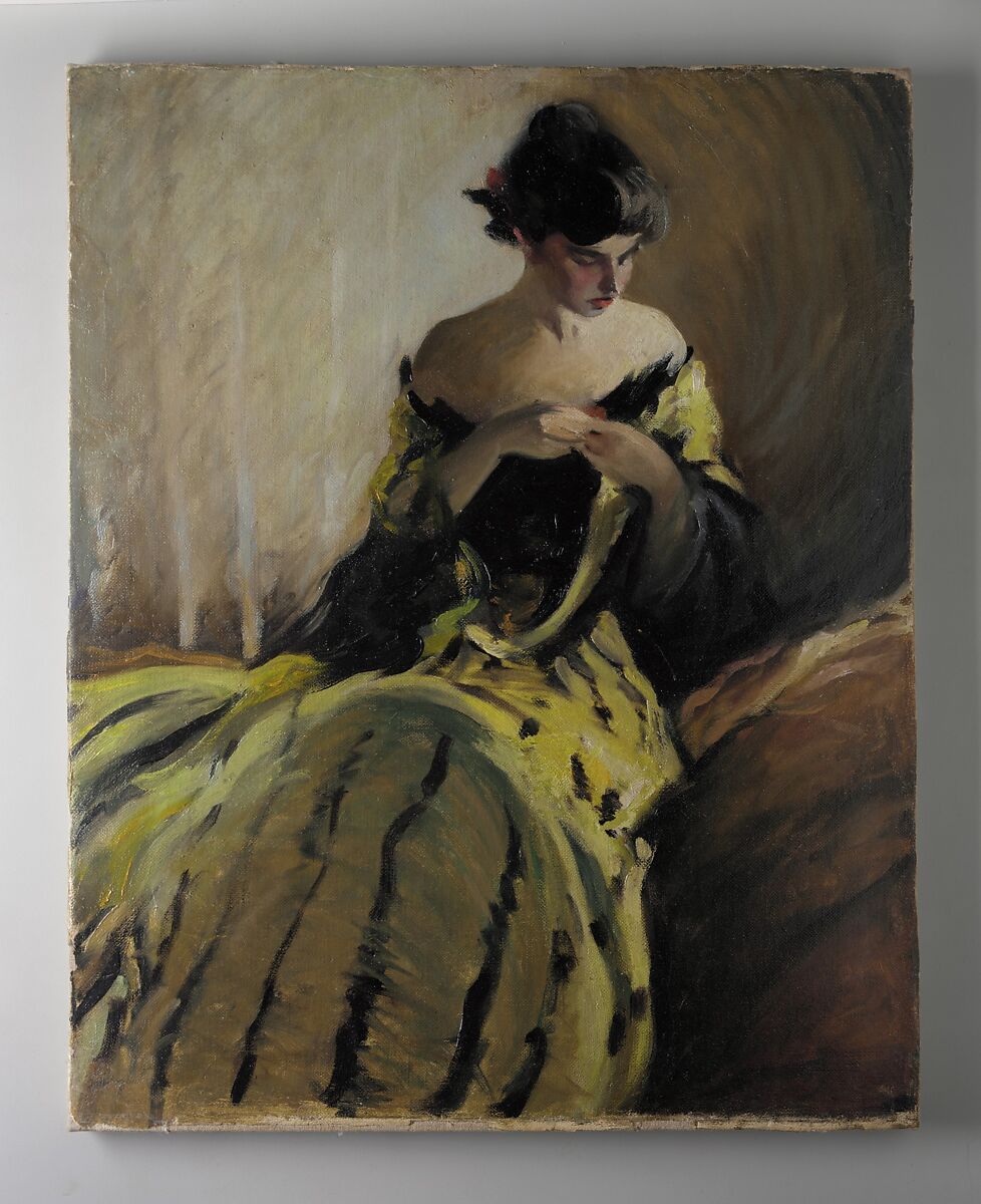 Study in Black and Green (Oil Sketch), Attributed to John White Alexander (American, Allegheny, Pennsylvania 1856–1915 New York), Oil on canvas, American 