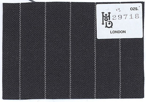 Suit, Henry Poole &amp; Co. (British, founded 1806), a,b) wool, silk, plastic; c) wool, silk, plastic, cotton, linen, British