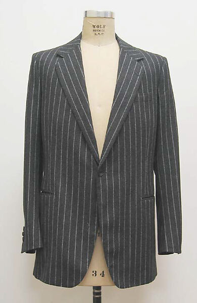Suit, Richard Anderson, (a) wool, synthetic, wood; (b) wool, synthetic, metal, British 