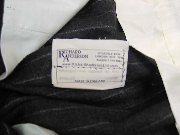Suit, Richard Anderson, (a) wool, synthetic, wood; (b) wool, synthetic, metal, British