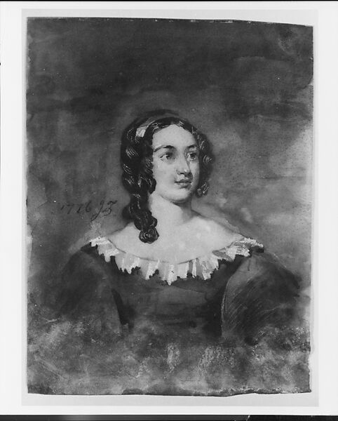 Portrait of a Woman; Possibly Mrs. Hattie Laroox, J. Z., Brush and brown ink and sgraffito on transparent parchment, American