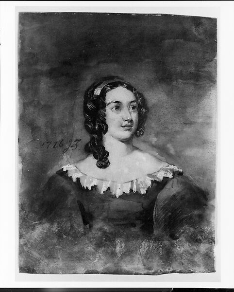 Portrait of a Woman; Possibly Mrs. Hattie Laroox, J. Z., Brush and brown ink and sgraffito on transparent parchment, American