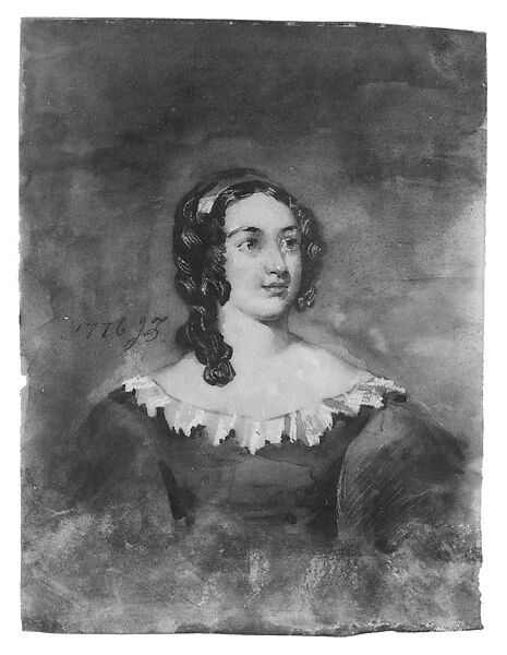 Portrait of a Woman; Possibly Mrs. Hattie Laroox, J. Z., Brush and brown ink and sgraffito on transparent parchment, American 