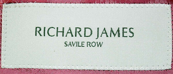 Suit, Richard James, a) wool, silk, plastic; b) wool, cotton, plastic; c) cotton, plastic; d) silk; e-h) acrylic, metal, British