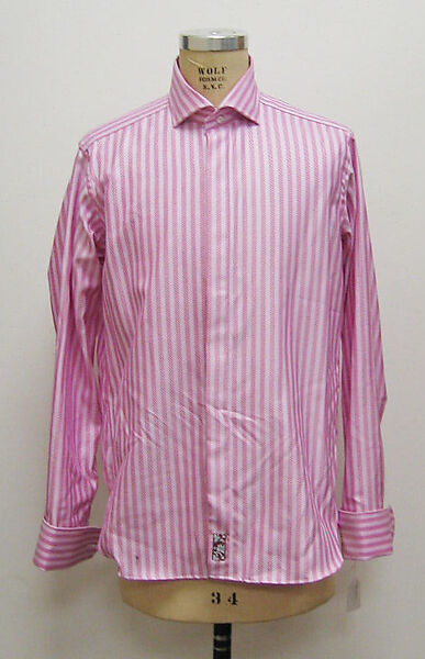 Ensemble, Timothy Everest (British), a, b) wool, silk, linen, plastic; c) wool; d) cotton; e) silk; f,g) metal, enamel, British