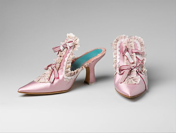 Shoes, Manolo Blahnik (British, born Spain, 1942), a, b) silk, leather, British 