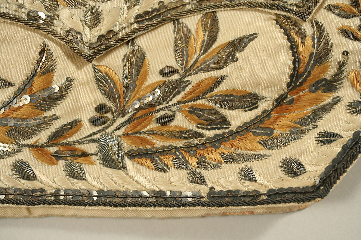 Waistcoat, silk, metallic, linen, French
