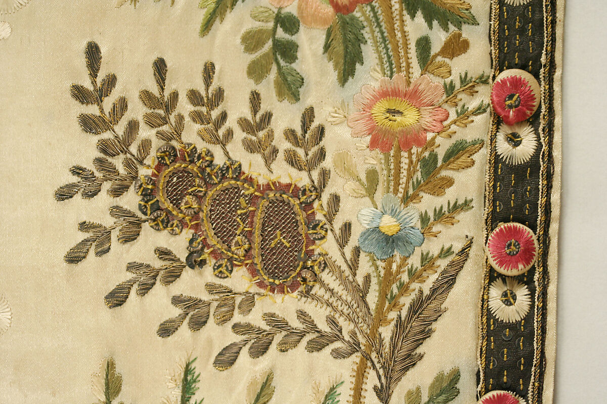 Waistcoat, silk, cotton, probably French