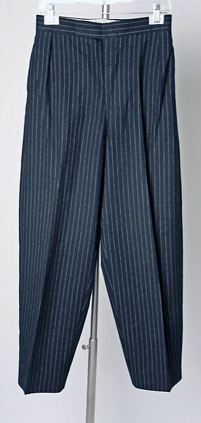 Trousers, Vivienne Westwood (British, 1941–2022), wool, synthetic, cotton, plastic, metal, British 