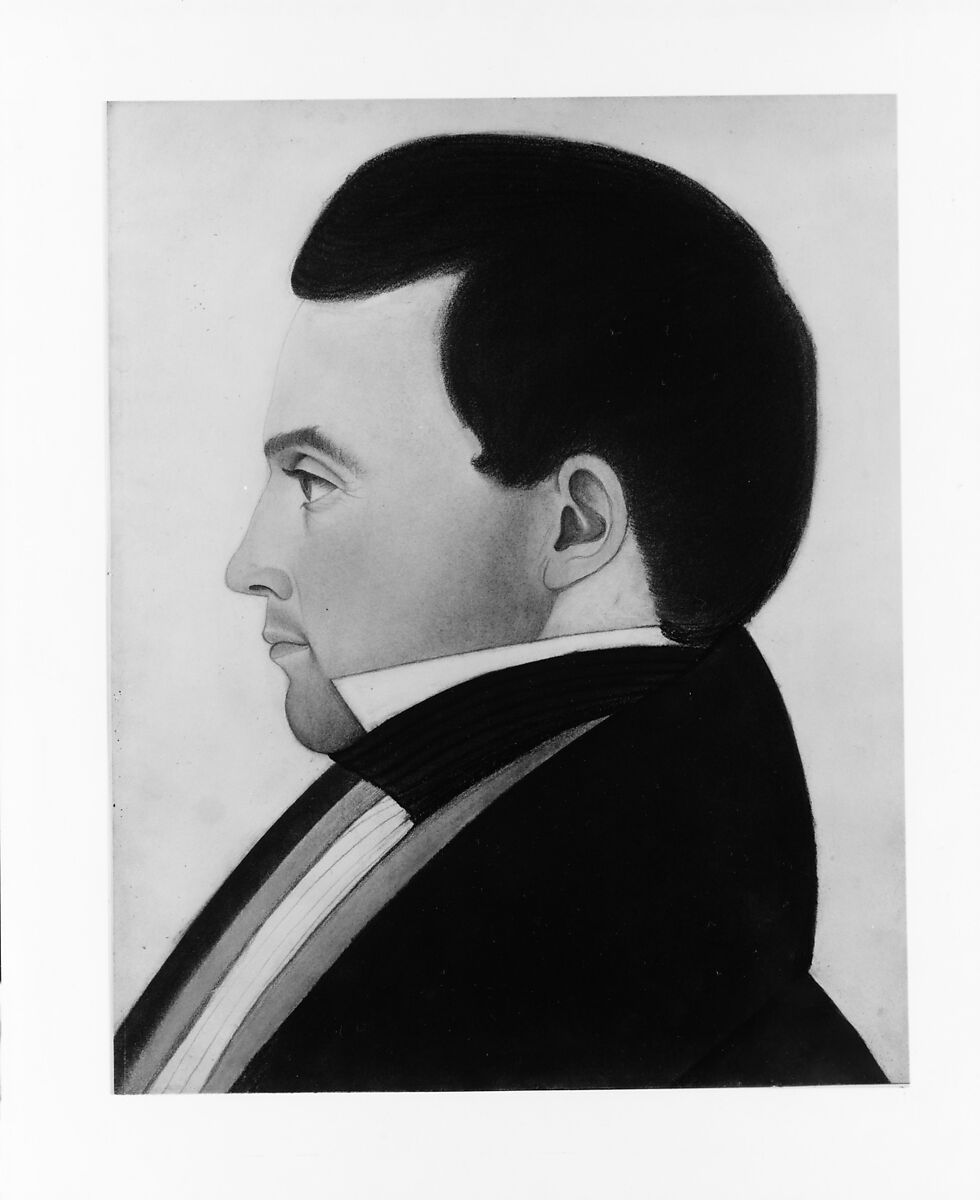 Profile of a Man, Pastel and graphite on heavy off-white wove paper, American